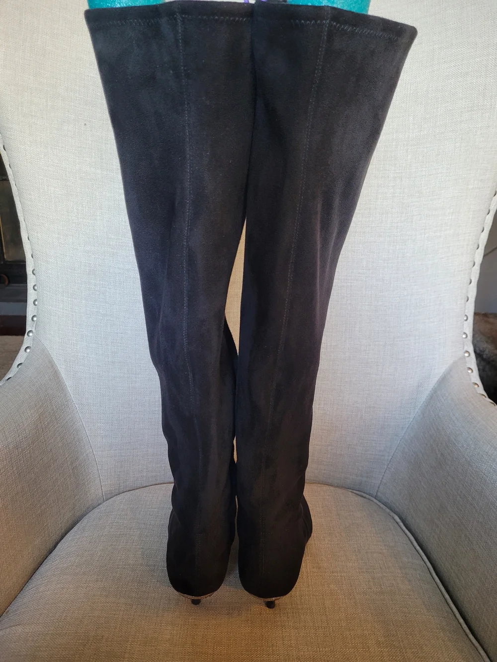 Michael Kors Black Suede Over-the-Knee Kitten Heel Boots Size 7.5M